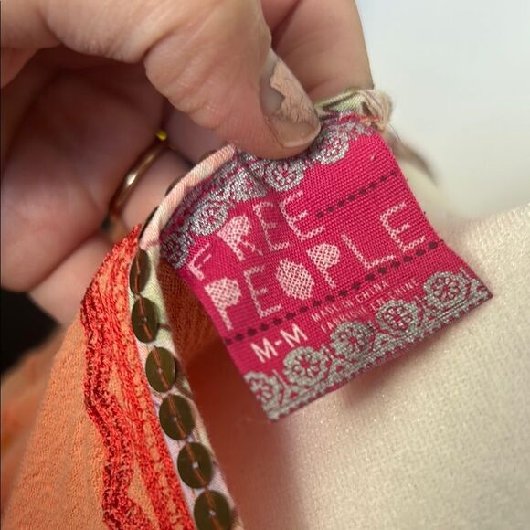 Free People Moroccan Style Peach Embroidered Women's Top - Picture 4 of 6